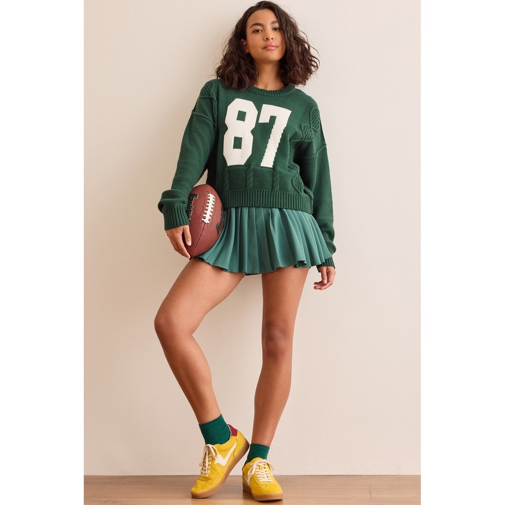 AS Revival Womens Hunter Green 87 Graphic Cable Knit Sweater Size Small